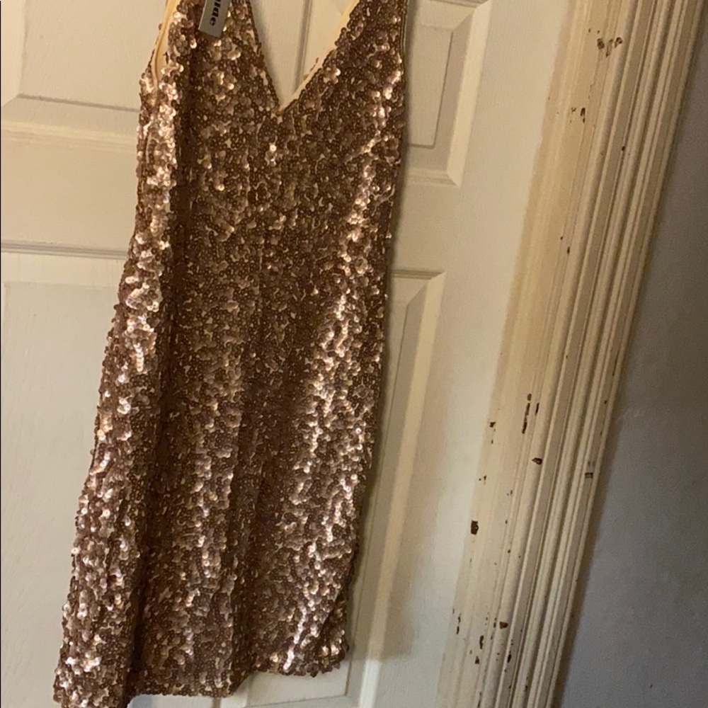 Glittery sequins gold dress
